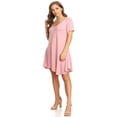 thumbnail image 2 of Women's Solid Casual Lightweight Relaxed Fit Short Sleeve Knit Tunic Top Dress, 2 of 5