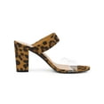 thumbnail image 3 of BLISSFUL STEP Women's Dual Clear Strap Block Heels Mules Slides Sandals Leopard 9, 3 of 6