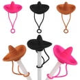thumbnail image 4 of 6 uds sombreros de paja lindos cubiertas de paja de silicona reutilizables universales protectores de polvo de paja accesorios de taza, 4 of 5