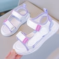 thumbnail image 6 of Krdevn Double Strap Open Toe Sandals, Flat Heel, Hook and Loop Closure for Summer Outdoor Activities (Little Girls, Big Girls),13, 6 of 7