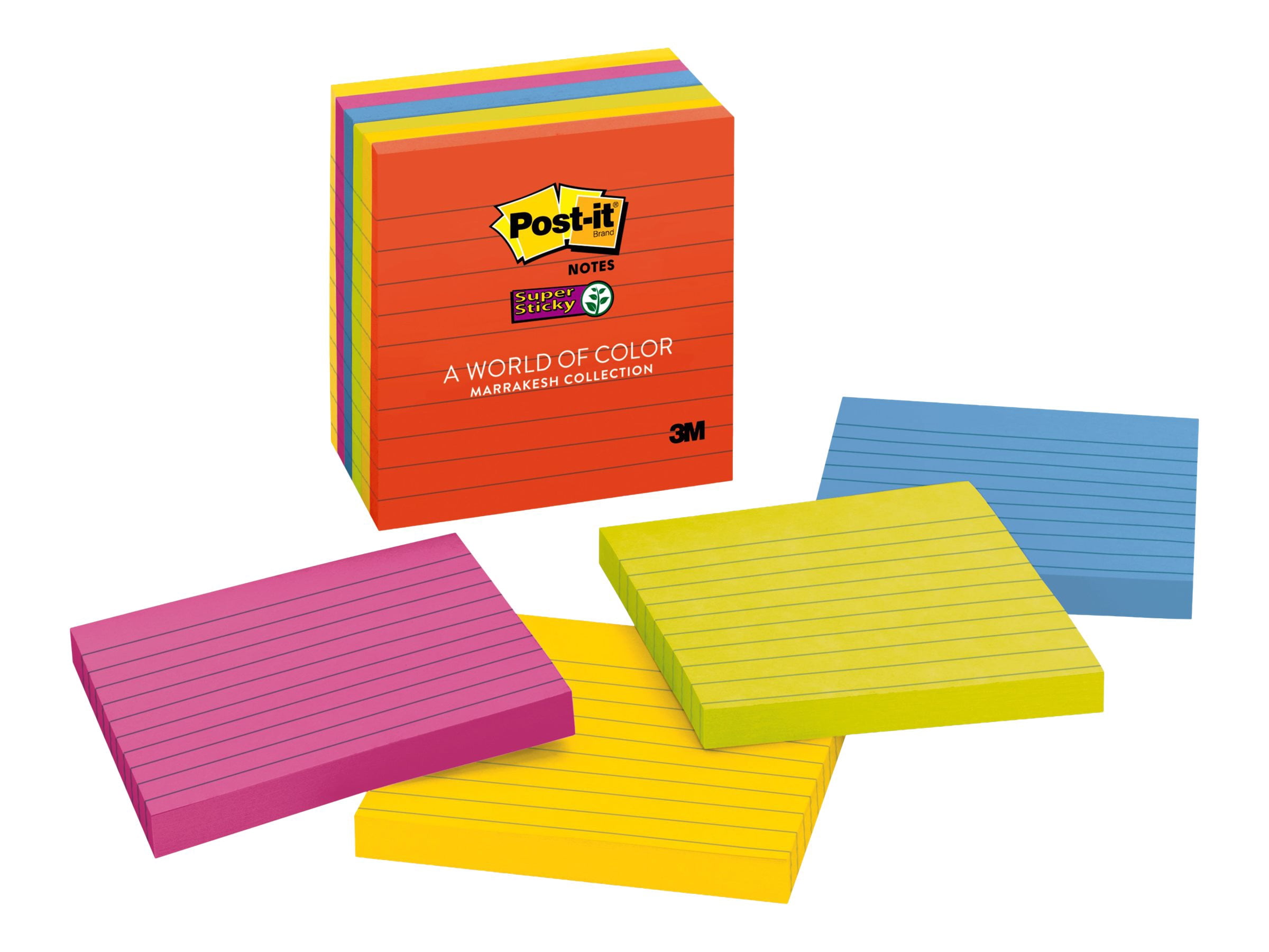 Post-it Super Sticky 675-6SSAN - Notes -  - 540 sheets (6 x 90) - electric glow - ruled