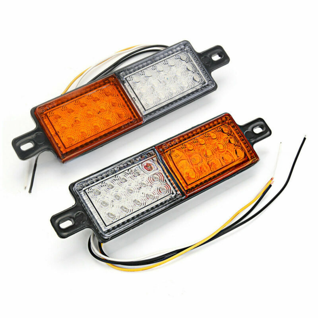 Luz de parachoques de camión de 30 LED, luz trasera de camión, luz de señal de dos colores blanca y amarilla, luz trasera LED para camión