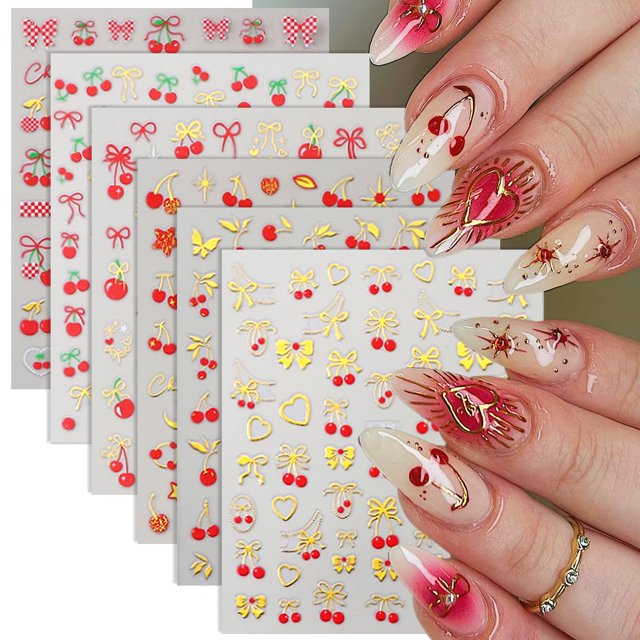 Pegatinas para Uñas ZOAZJINAZ 6 Hojas Diseño 3D San Valentín