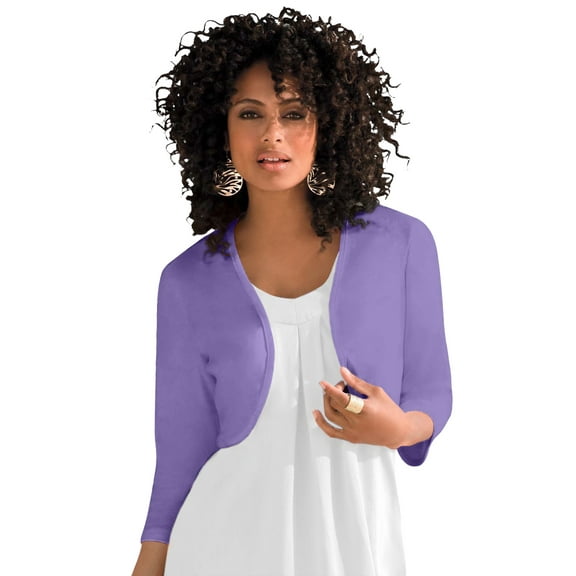Roaman's Women's Plus Size Bolero Cardigan With Three Quarter Sleeves