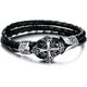 thumbnail image 1 of Pulsera con dijes, cuero de acero inoxidable, brazalete trenzado con cruz de lirios, para hombres y mujeres, negro y plateado, 1 of 5