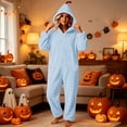 thumbnail image 2 of HappyYEE Womens Halloween Costume Pumpkin Flannel Jumpsuits, Fleece Long Sleeve Pajamas with Pockets, Zipper Hooded Onesie Pajamas for Festival Party Wear, 2 of 8