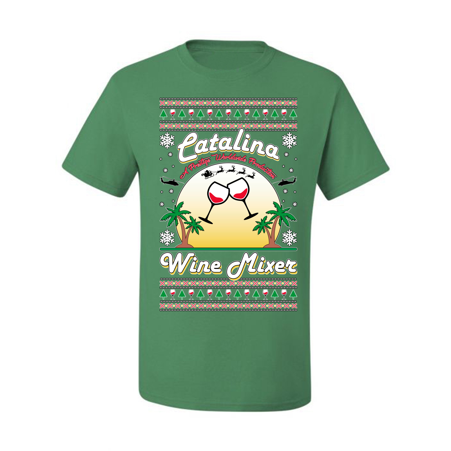 Wild Bobby, Step Bros Catalina Wine Mixer Xmas Holiday Movie Humor Ugly Christmas Sweater Men Graphic Tee, Kelly, 4X-Large - image 2 of 5