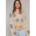thumbnail image 5 of Women's Beige Floral Eyelet Drop Shoulder Sweater, 5 of 10