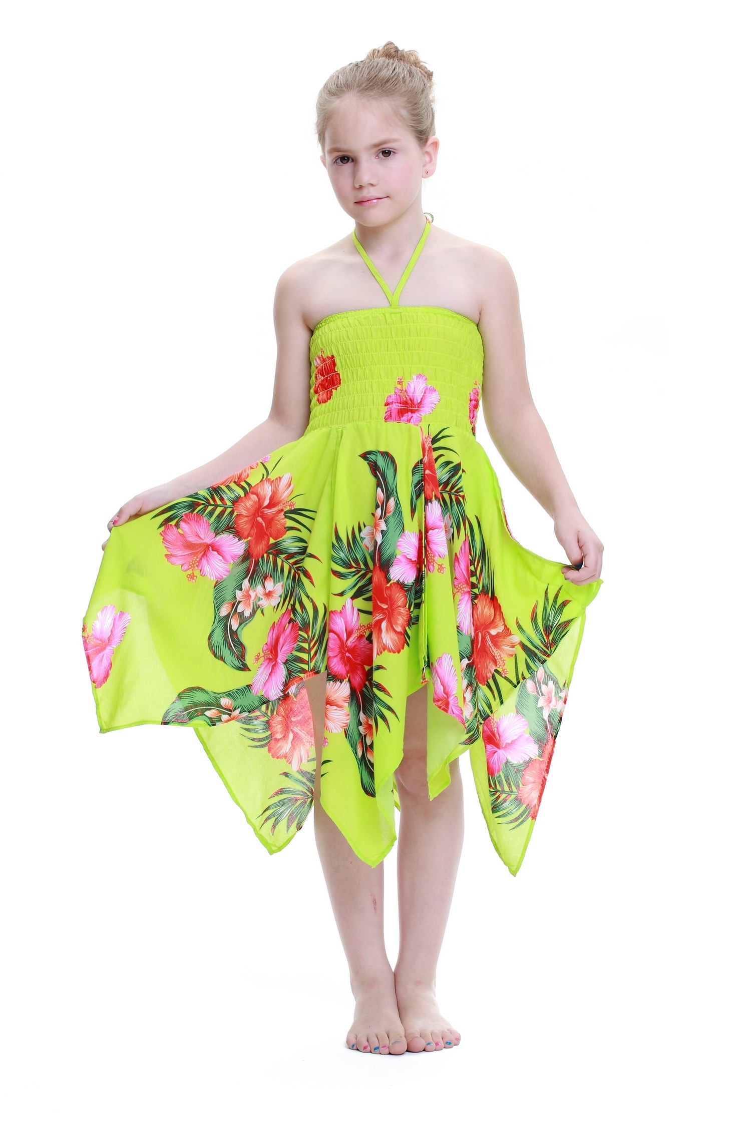 Girl Gypsy Hawaiian Luau Dress in Lime Green 8 - Walmart.com