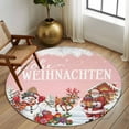 thumbnail image 2 of Large Round Rug 8Ft Washable Non-Slip, Pink Christmas Circle Area Rugs for Living Room Bedroom, Santa Snowman Snowflake Gifts Elk Indoor Floor Mats Carpet Runner for Home Decor, 2 of 8