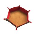 thumbnail image 1 of Bandeja Hexagonal, Alfombrilla de Cuero PU, Caja de Almacenamiento Plegable Portátil de Doble Cara de Tamaño Más Grande para Juegos , Dulces, J , Rojo marrón 10.63x10.63x1.97 pulgadas Soledad Bandeja de dados hexagonal, 1 of 6