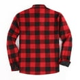 thumbnail image 3 of QHRMKOG Flannel Shirt for Men Loose Fit Full Length Sleeve Button Down Shirt Jacket Winter Warm Fleece-Lined Jacket Fashion Shacket Red S, 3 of 5