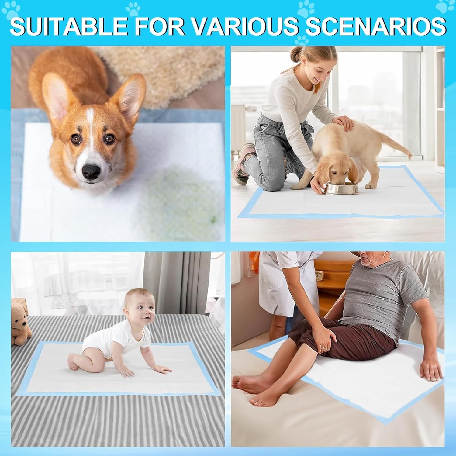 Pee Pads for Dogs 36"x48" 40 Count, Puppy Pads Extra Large, Disposable Thicken Pet Training Pads for Cats Doggie Rabbits, Incontinence Underpads Ultra Absorbent & Quick-Dry, Leakproof Potty Pads