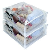 2-Pack Heavy Duty Vinyl Zippered Closet Square Storage Bags (Clear) (12" x 15" x 5") for Sweaters, Arts & Crafts, Toys and Much More! 3.9 Gallon