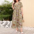 thumbnail image 2 of Uaswgudfs ​Floral Women's V-Neck Short Sleeve Midi Dress​ - Cotton Chiffon Summer 2025 Flow Style for Women Gray XL, 2 of 6