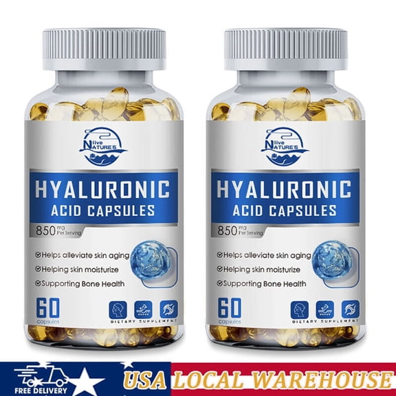 (2 Pack) NL Hyaluronic Acid Supplement 850 mg 3 in 1 Support - Skin Hydration, Joint Lubrication, Hair and Eye Health