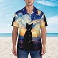 thumbnail image 4 of Lsque Cat Under Starry Skies pattern Hawaiian Shirt for Men, Unisex Summer Beach Casual Short Sleeve Button Down Shirts-Medium, 4 of 9
