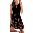 thumbnail image 4 of Estampado de moda cuello redondo vestido sin mangas vestido delgado mancha Eccomum Azul Flor Blanca M, 4 of 4