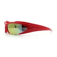 thumbnail image 6 of Mens Classic 90s Oval Cropped Bottom Wrap Around Sport Plastic Sunglasses Red - Orange Mirror, 6 of 8