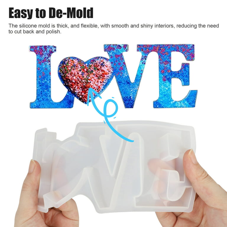  WANDIC 3pcs Love Heart Epoxy Resin Molds Silicone Handmade  Jewelry Cake Molds for Craft DIY, Fondant Decoration and Soap Ice Cube  Making