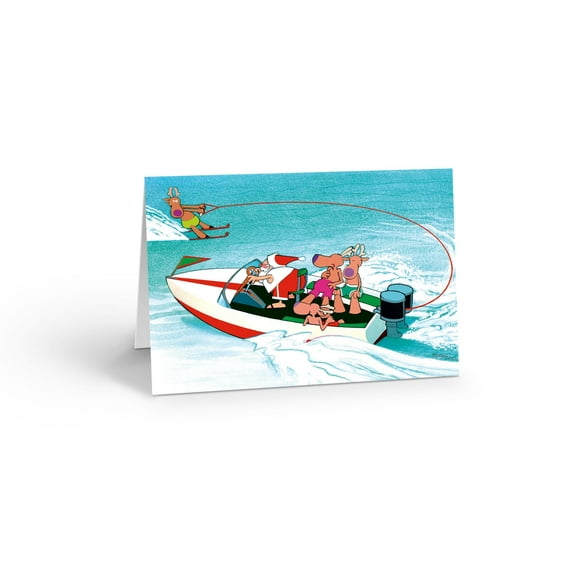 Stonehouse Collection Speedboat Christmas Greeting Card Set, Waterskiing Boating Holiday Cards, 12 Pack with Envelopes – Made in the USA (Standard)