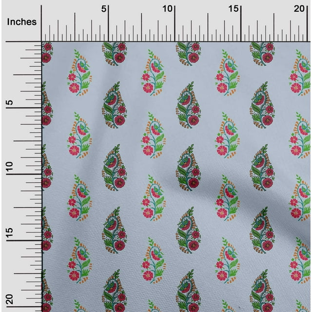 oneOone Polyester Lycra Fabric Leaves & Floral Block Print Sewing Fabric BTY 56 Inch Wide