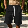 thumbnail image 2 of Athletic Shorts Men Solid Color Drawstring Casual Loose Fit Outdoor Work Elastic Waist Sweat Shorts Men With Pockets, 2 of 6