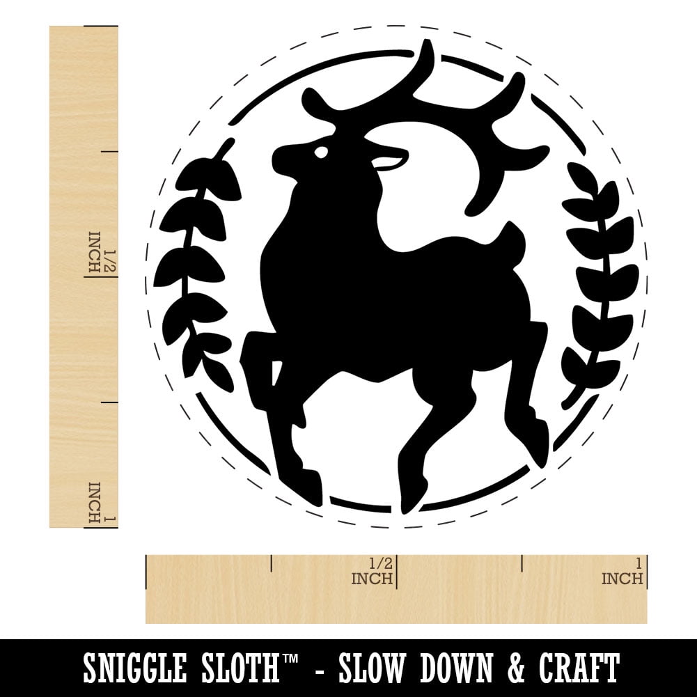 Regal Elk Wapiti Deer Emblem Reindeer Self-Inking Rubber Stamp Ink Stamper - Fuchsia Ink - Medium 1 Inch