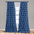 thumbnail image 5 of Ambesonne Blue White Curtains, Spotted Squares, Pair of 28"x63", Navy Blue and White, 5 of 5