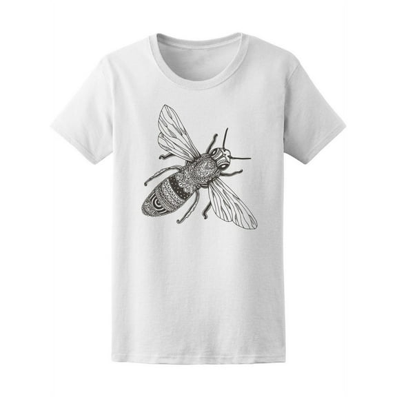Floral Zen Doodle Bee Honeybee T-Shirt Women -Image by Shutterstock, Female Small
