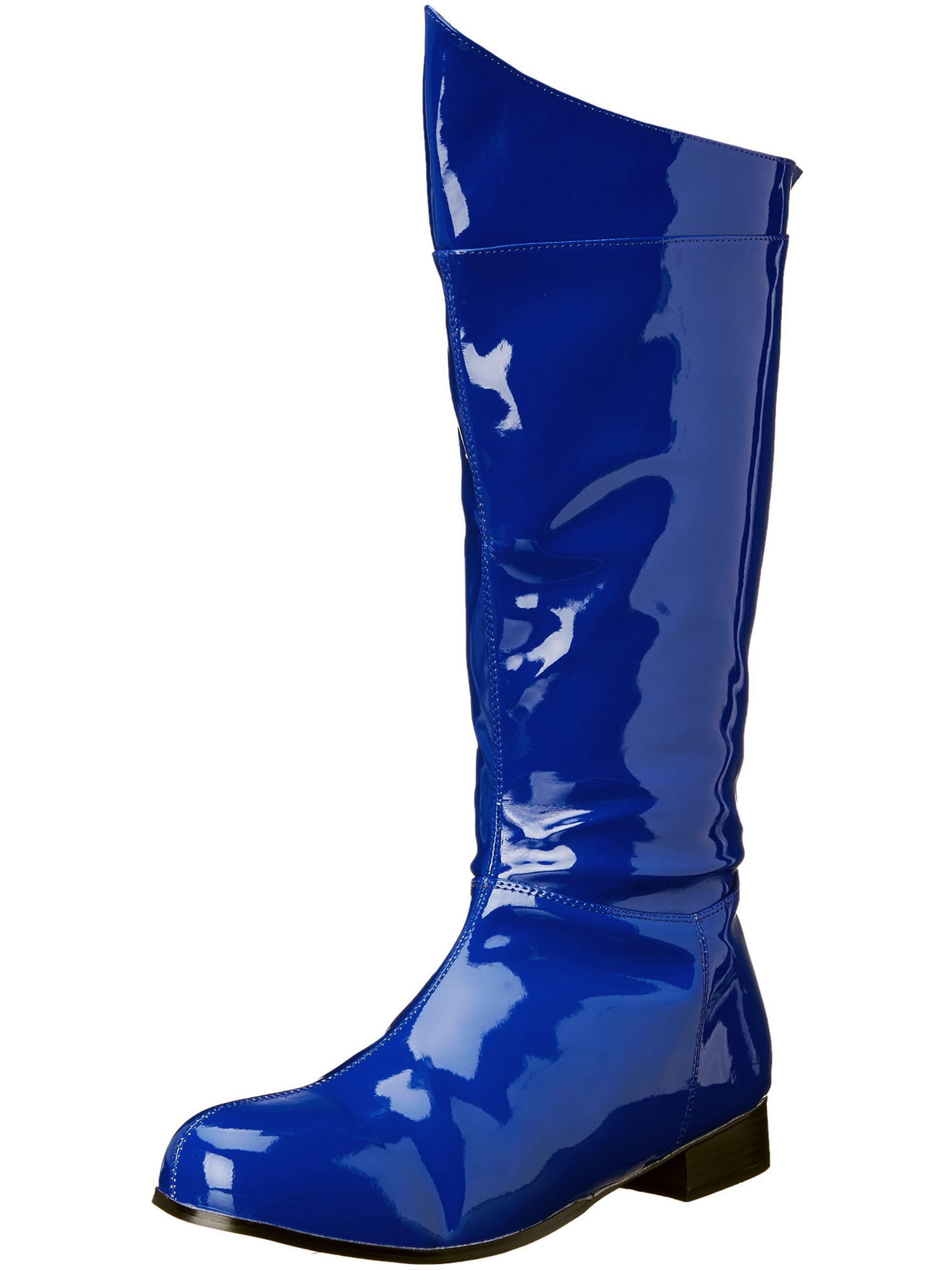 Funtasma Mens Blue Superhero Boots with Glossy Finish and 1 Inch Flat