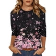 thumbnail image 1 of Camiseta Zeagoo para mujer, manga 3/4, cuello redondo, talla XXXL, holgada, 1 of 5