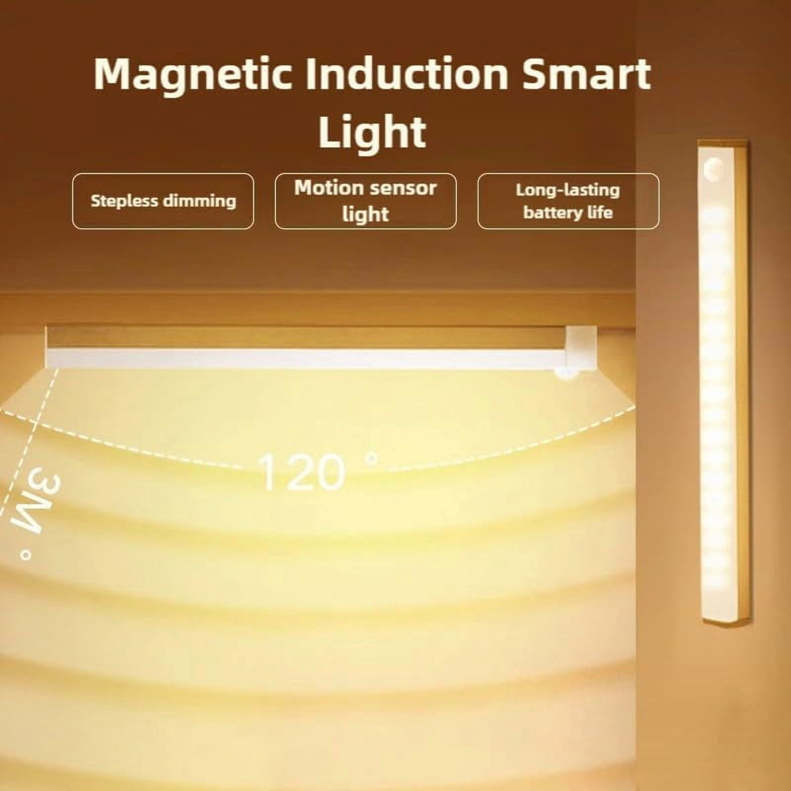 Punch-Free Smart Sensor Magnetic Rechargeable LED Lights,1/3/5pcs 7.87in Wireless USB Closet Lights with Infrared Motion Sensing & Always-On Mode,Warm White & Cool White,for Stairs,Wardrobe,Cabinet