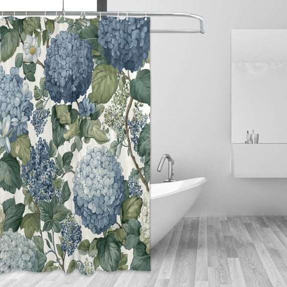 Yayeee Shower Curtain with Hooks 72"x72" Waterproof Fabric Bathroom Hanging Decor, Watercolor Hydrangeas Pattern