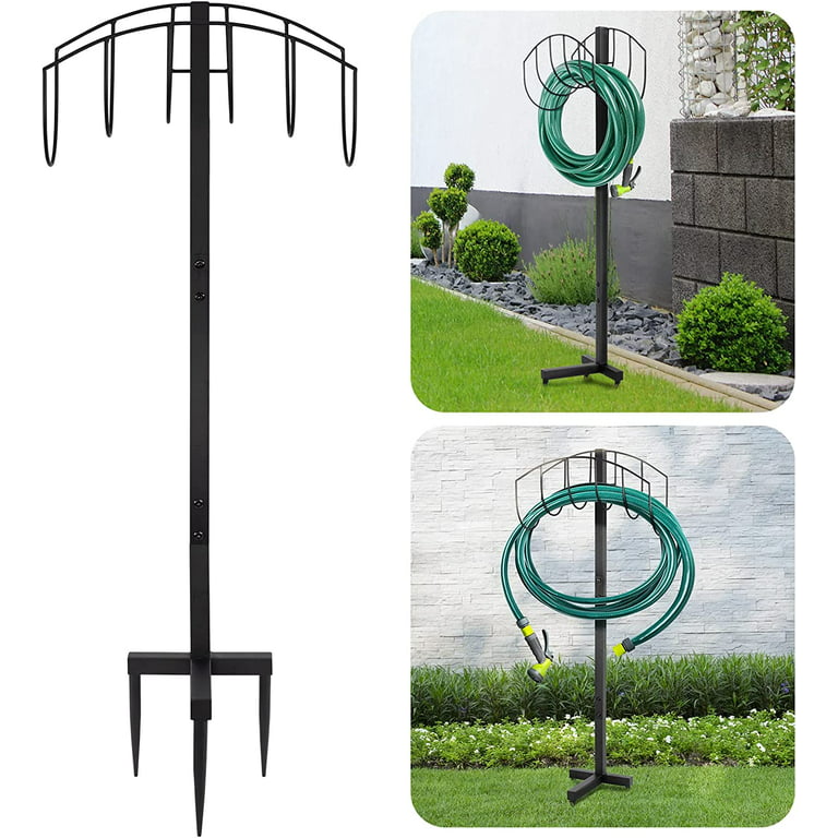 Terry Heavy Duty Garden Hose Holder Stand, Freestanding Hose Hanger, Water Hose Reel with 3 Stable Anchors On Soil, Grassland, Easy Installation, Size
