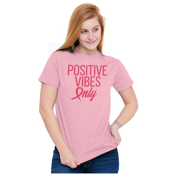 Breast Cancer Survivor Positive Vibes Women's Graphic T Shirt Tees Brisco Brands S