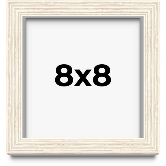 8x8 Shadow Box Frame White | 1.125 Inches Deep Real Wood Rustic Shadowbox Display Frame | UV