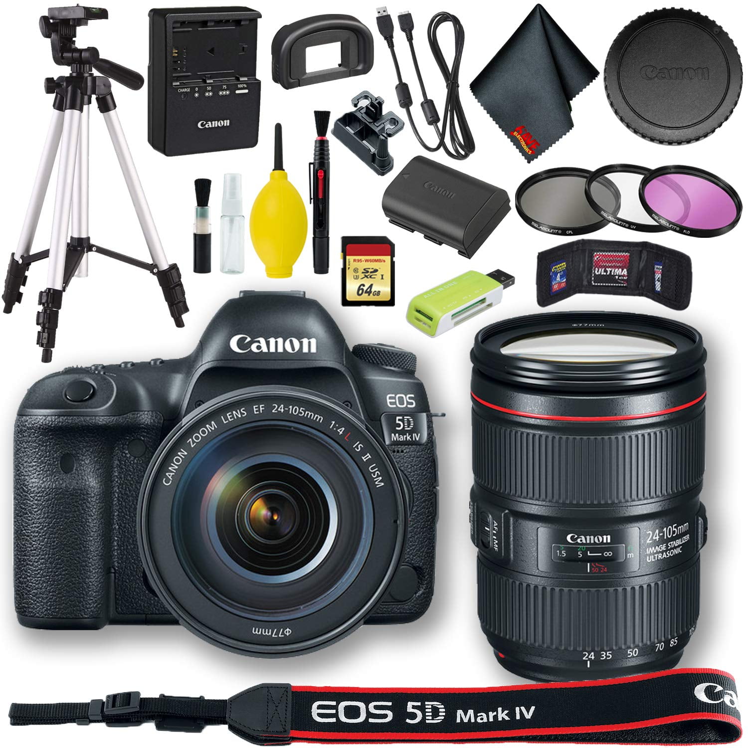 Canon EOS 5D Mark IV DSLR Camera with 24-105mm F/4L II Lens (Intl Model) Base Bundle Canon EOS 5D Mark IV DSLR Camera with 24-105mm F/4L II Lens (Intl Model) Base Bundle