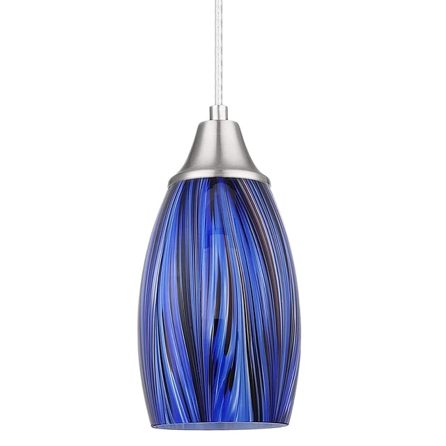 Lámpara colgante Karyfine Mini Art Glass para cocina, color azul oscuro