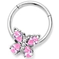 thumbnail image 4 of Body Candy 16G 316L Stainless Steel Hinged Segment Ring Seamless Cartilage Nipple Ring Epic Beauty Butterfly Pink Nose Hoop 3/8", 4 of 6