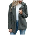 thumbnail image 2 of Women's Fuzzy Shearling Coat, Winter Warm Oversized Jacket with Lapel Collar, Casual Zipper Outwear for Daily Use Grey, XXXL, 2 of 8