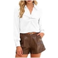 thumbnail image 1 of Camisetas para Mujeres con Cuello en V Manga Larga Delantera Blusa de Color Sólido, Corbata Delantera Top Casual, 1 of 7