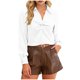 thumbnail image 1 of Camisetas para Mujeres con Cuello en V Manga Larga Delantera Blusa de Color Sólido, Corbata Delantera Top Casual, 1 of 7