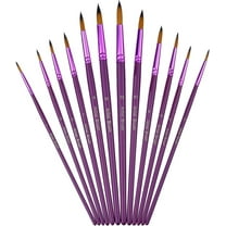 Triani Artist Round Paint Brushes Set 12 Different Sizes Detail Paint Brush Watercolor Brushes for Watercolors, Acrylics, Inks, Gouache, Oil and Tempera - Purple