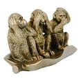 thumbnail image 4 of Ebros Whimsical Golden See Hear Speak No Evil Monkeys Sitting On Banana Leaf Statue 3 Wise Apes of The Jungle Figurine Animal Rainforest Monkey See & Do Fairy Tale Fable Nursery Rhymes Allegory, 4 of 7