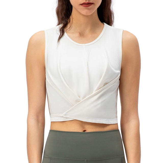 Chaleco de mujer Mujeres Crop Tank Tops Dobladillo atado Sin mangas Camiseta para correr Chalecos pa Tomshoo Chaleco de mujer