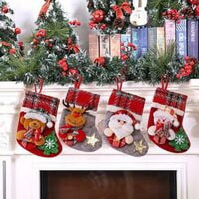 Calcetín de Navidad 4PCS Calcetines de Navidad Medias de Navidad Bota de Navidad Medias colgantes Calcetines Calcetín de Navidad Bolsa de regalo de Navidad Calcetín de Navidad Bolsa de