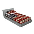 thumbnail image 2 of Ambesonne 4th of July Fitted Sheet & Pillow Sham Set, Rustic Flag Design, Twinxl, Vermilion Navy Blue, 2 of 2