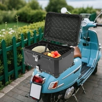 65L 14.3 Gal Large Capacity Metal Motorcycle Top Case Waterproof Motorbike Tail Box with Safety Lock Black