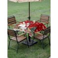 thumbnail image 3 of Outdoor Tablecloth with Umbrella Hole and Zipper, Red Christmas Square Table Cloth 60x60 Inch Waterproof Tablecloth, Snowman Gifts Xmas Tree Snowflake Winter Picnic Table Cover for Patio Camping, 3 of 7